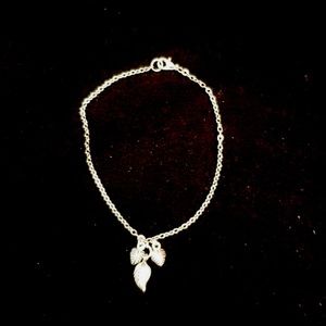 Silver Leaf Bracelet Lobster Clasp